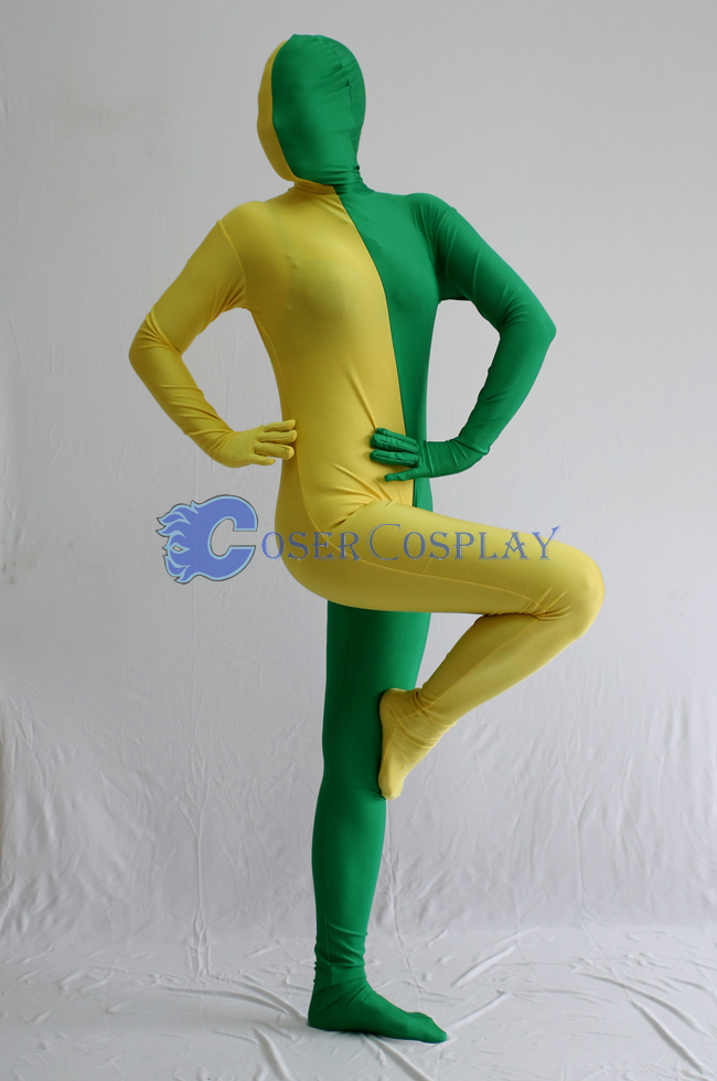 Yellow And Green Split Zentai Suit